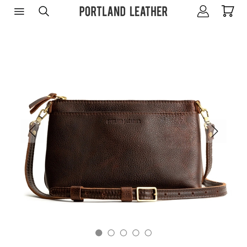 'Amost Perfect' Large Poppy in Coldbrew Portland Leather Goods Crossbody Bag